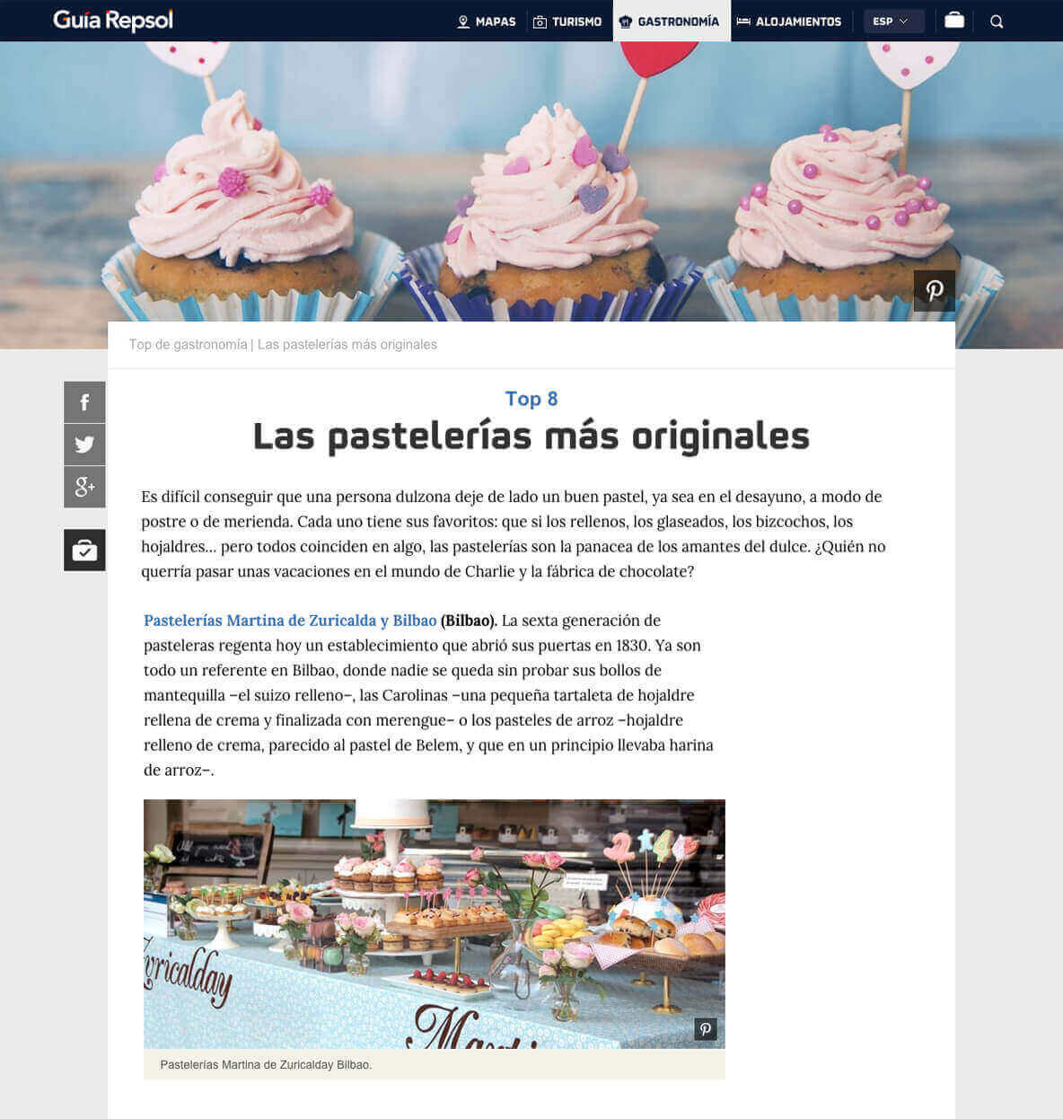 Pasteler&iacute;as Martina Zuricalday en la Gu&iacute;a Repsol