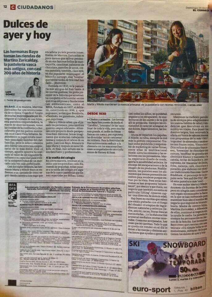 Pasteler&iacute;as Martina Zuricalday en Peri&oacute;dico El Correo