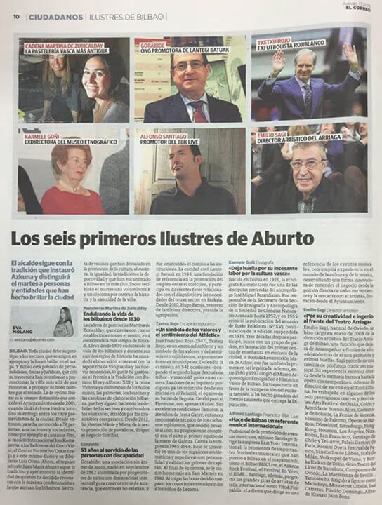 Martina de zuricalday en Ilustres de Bilbao en El Correo