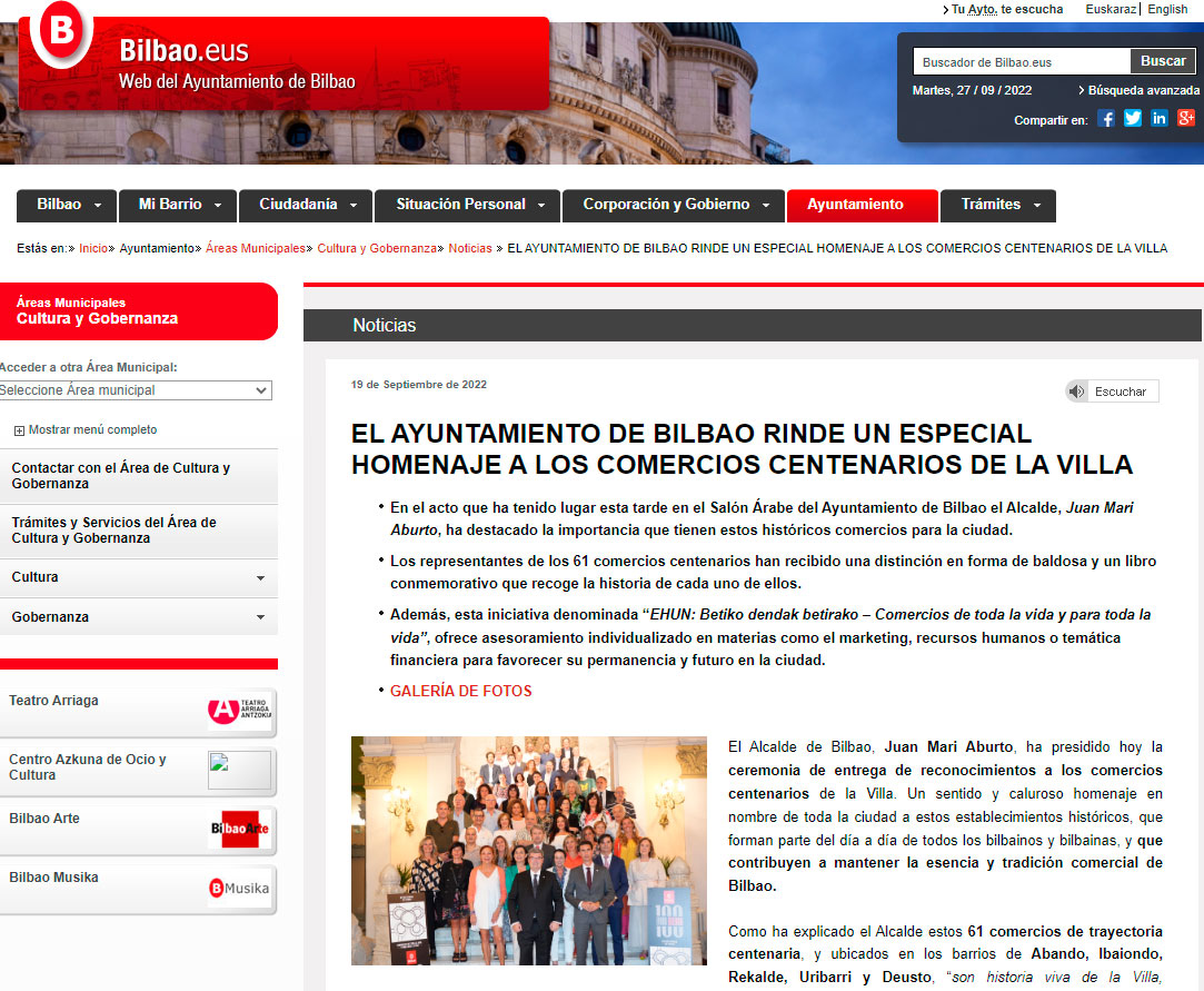 Comercio m&aacute;s longevo de Bilbao - Pasteler&iacute;a m&aacute;s antigua de Espa&ntilde;a