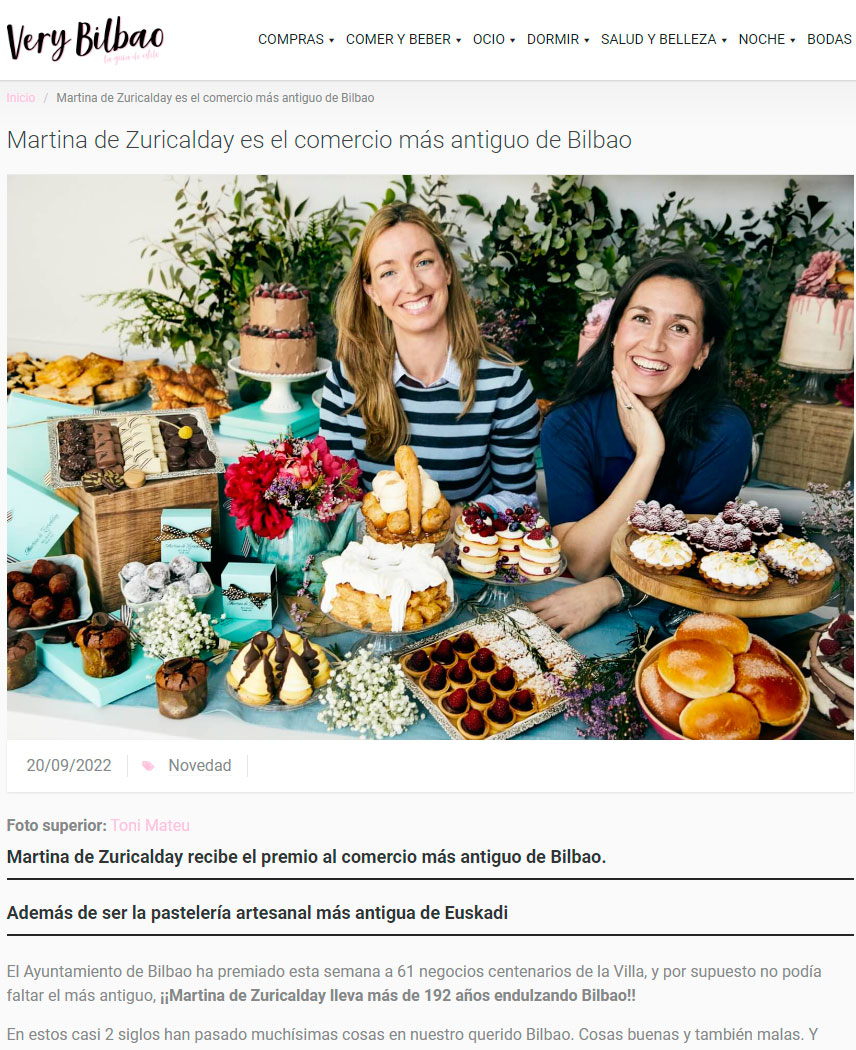 El comercio m&aacute;s antiguo de Bilbao en Very Bilbao - Pasteler&iacute;a m&aacute;s longeva de Espa&ntilde;a